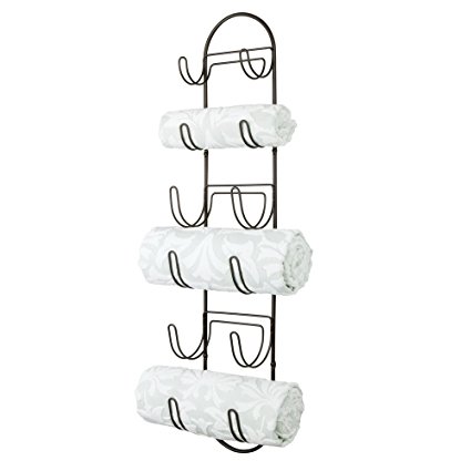 mDesign Wall Mount Towel Storage Rack for Bathroom, Guest Bathroom – Bronze