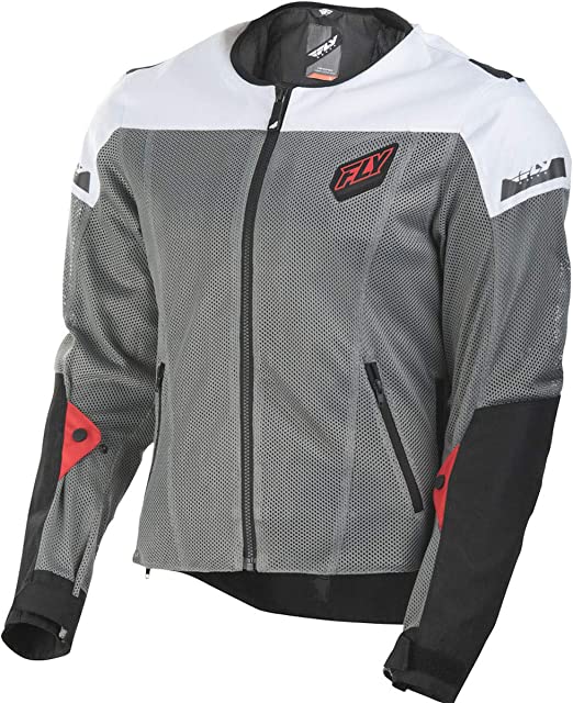 FLY Racing Flux Air Mesh Jacket, Motorcycle Jacket for Men and Women (BLACK/WHITE, X-Large)