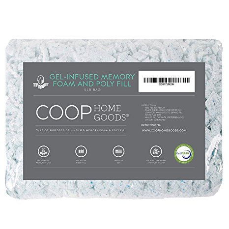 Coop Home Goods - Adjustable Shredded Gel Memory Foam and Poly Fiber Fill - 1/2 lb Refill for Eden Pillow