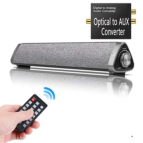 Bluetooth Sound Bar HONEST KIN 10W SoundbarWired and Wireless Home Theater TV Triangle Speaker Bar with Remote Control,TF Card- Surround SoundBar for TV/Computer/Tablets/Phones (with A/D Converter)