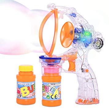 KKONES Conventional Transparent Bubble Gun Lighting Blower with LED Light with Music Bubble Gun for Children, Parties, etc. Suitable for Children Over 1.2.3 Years Old, Boys and Girls