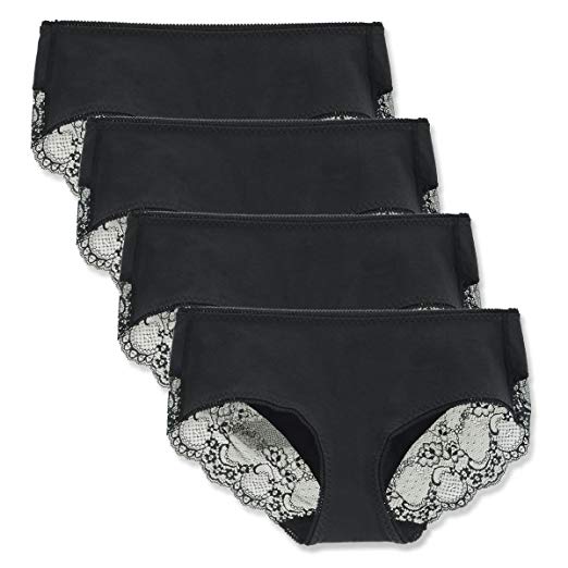 LIQQY Women's 4 Pack Cotton Mid Rise Full Coverage Hipster Brief Underwear