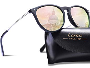 Carfia Polarized Sunglasses for Women Men Vintage Style 100% UV400 Protection