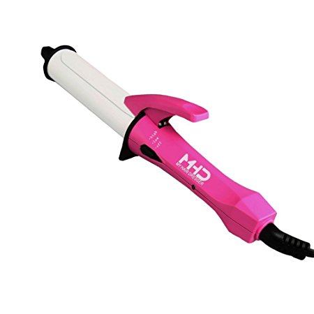 MHD Hair Curler Mini 10 inches Travel Hair Curling Wand Ceramic Curling Iron Pink