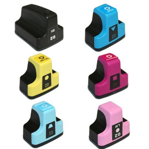 HI-VISION HI-YIELDS Compatible Ink Cartridge Replacement for HP 02 (Black,Cyan,Magenta,Yellow,Light Cyan,Light Magenta,6-Pack)