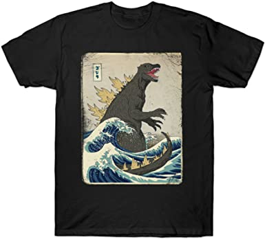 GUOHENG Men's The Great Godzilla Off Kanagawa Funny Tshirt