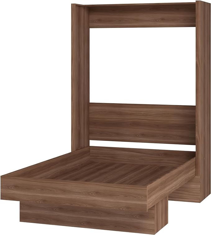 Oakland Living Easy-Lift Queen Murphy Wall Natural Brown Wood Grain with Shelf Folding Bed