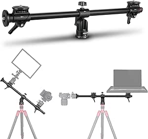 NEEWER 30"/76cm Horizontal Tripod Center Axis with 3/8" Screw, Aluminum Alloy 360° Rotatable 180°Vertical Adjustable Tripod Extension Boom Arm for Camera Macro Overhead Photography (Load up to 22lb)