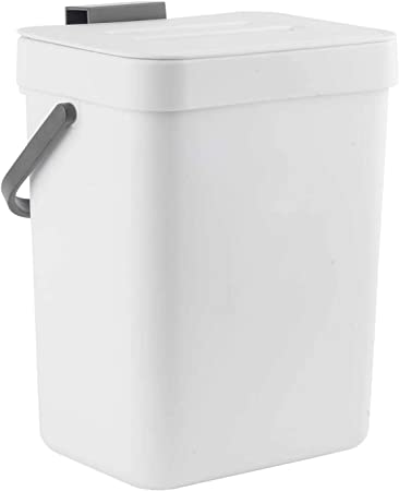 LALASTAR Mini Desktop Trash Can with Lid, Small Countertop Garbage Can, Plastic Tiny Tabletop Wastebasket for Office/Kitchen/Coffee Table, 3L/0.8 Gal, White
