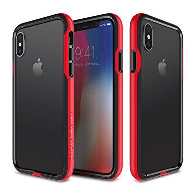 iPhone X Bumper Case, Patchworks Level Silhouette Series in Red - [Frame Protection] No Bulk [Air Pocket Interior] Thin Lightweight Triple Layer Protection Slim Frame Rugged Cover