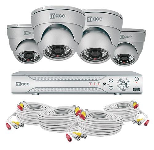 Mace Security MVK-SQ8CH4CAMD MaceView SQ80 and 4 Cam IR Dome System Kit