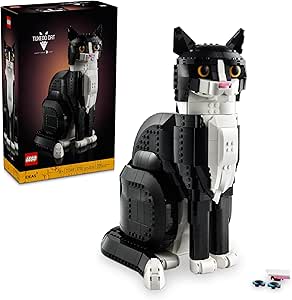 LEGO Ideas 21349 Chat de smoking, décoration d'intérieur, idée cadeau pour les amoureux des animaux, modèle de collection, activité créative, ensemble de construction pour adultes