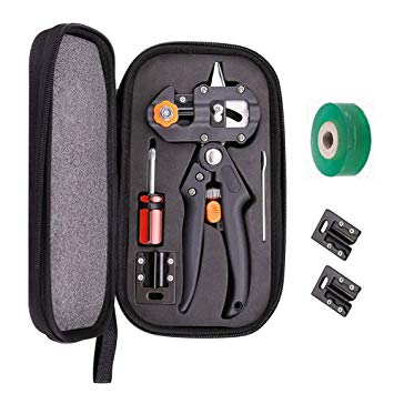 Basong Professional Garden Fruit Tree Pruning Shears Grafting Cutting Tool Kit with Rolls of Grafting Tapes and 3 Replaceable Blades