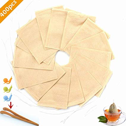 400PCS Tea Filter Bags, Food Grade Natural Wood Pulp Filter Paper Material, Disposable Paper Tea Bag, with Drawstring Safe Strong Penetration Unbleached Paper for Loose Leaf Tea and Coffee