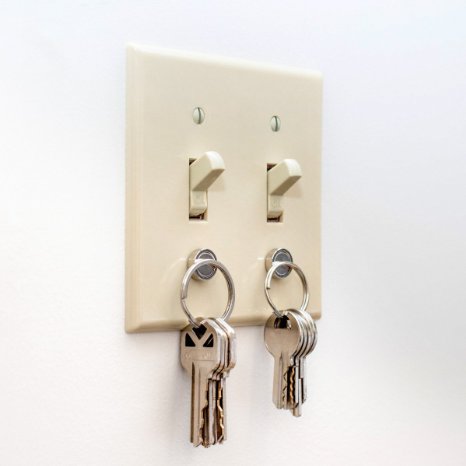 Magnetic Key Holder for Light Switch by MAGKEY Company - Smart Design for Keychain Ring Fob and Modern Car Keys - No More Shelf or Wall Mounts with Easy Screw in Design - 2 Pack