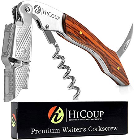 Waiters Corkscrew by HiCoup – Professional Grade Natural Sandalwood All-in-one Corkscrew, Bottle Opener and Foil Cutter, The Favoured Choice of Sommeliers, Waiters and Bartenders Around The World