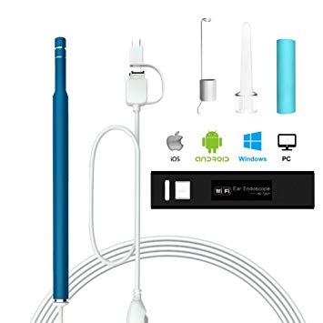 WiFi Ear Otoscope,Skybasic Wireless Digital Ear Cleaning Endoscope 1.3 Megapixels 720P HD Ear Scope Camera with 6 LED Earwax Removal for IOS and Android Smartphone,iPhone,Samsung,Tablet