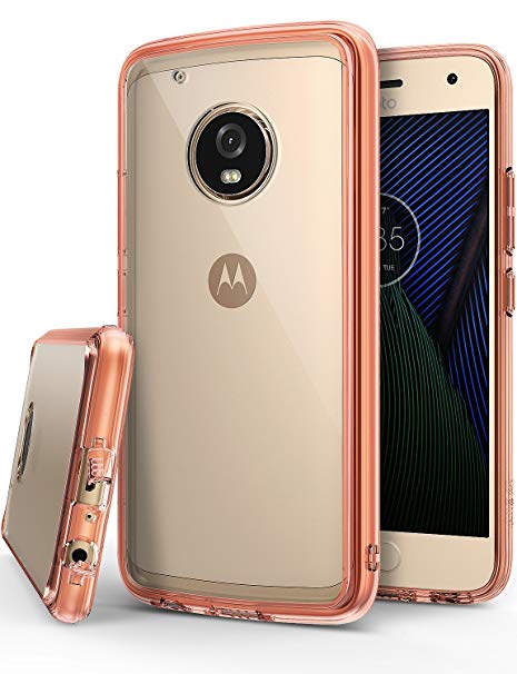 Motorola Moto G5 Plus Case, Ringke [FUSION] Crystal Clear PC Back TPU Bumper Case [Drop Protection / Shock Absorption Technology] - Rose Gold Crystal