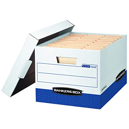 Bankers Box R-Kive Heavy-Duty Storage Boxes, FastFold, Lift-Off Lid, Letter/Legal, Value Pack of 20 (0724314)