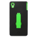 Eagle Cell Hybrid Armor Skin Protective Case Cover with Stand for Sony Xperia Z3V Verizon - Retail Packaging - GreenBlack