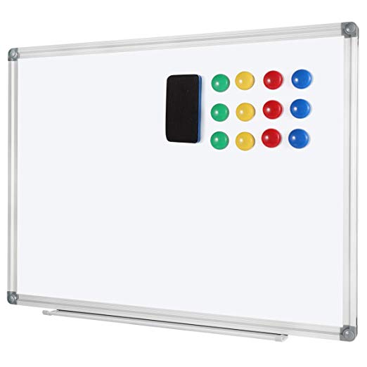 Magnetic White Board, Small Dry Erase Board 24'' x 32'', Aluminium Frame White Board with12x Magnets, 1x Eraser. (24x32 inch)