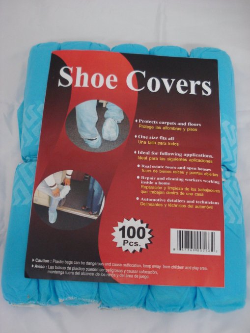 Disposable Polypropylene Shoe Covers, L, 100-Pack DSC100 Blue