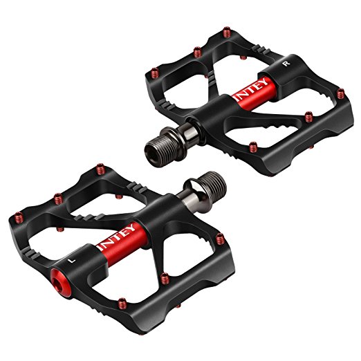 INTEY Mountain Bike Pedals 9/16" Screw thread Spindle fitTek Bicycle Pedals road bike pedals (Pack of 2)