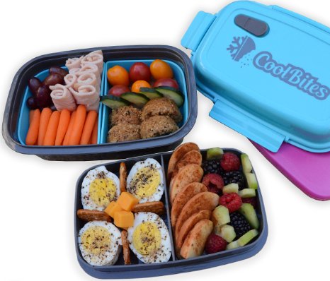 CoolBites Premium Bento Lunch Box - BPA Free Leakproof Multi Compartment Convertible Lunch Container with Built-in Freezable Gel Ice Pack