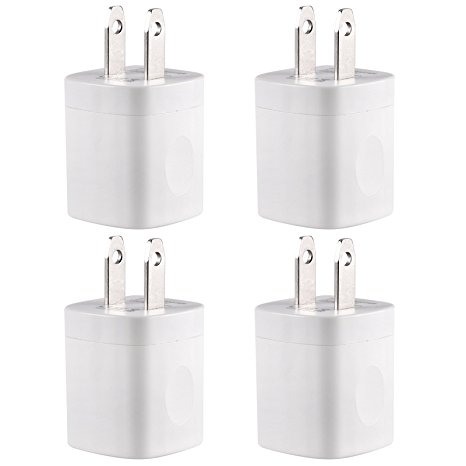 USB Wall Charger, 4 Pack FREEDOMTECH USB AC Universal Power Home Wall Travel Charger Adapter for iPhone 7/7Plus 6/6 Plus 4/4S 5/5s/5c/SE Samsung Galaxy S 2 3 4 5 Note 2 3 4 5 HTC iOS8 (White x4)
