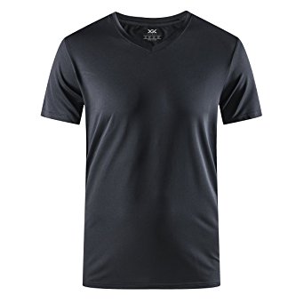 XGC Men's Casual V-Neck Quick Dry Short Sleeve Training Fitness Sport T-Shirt