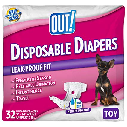 OUT! Disposable Female Dog Diapers | Absorbent Female Dog Diapers with Leak Protection | Female Dogs in Heat, Excitable Urination, or Incontinence