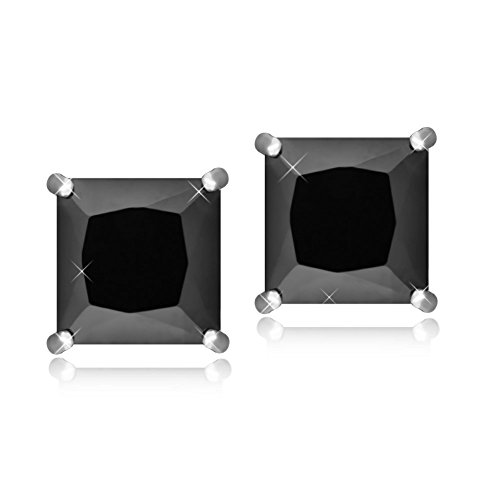 Surgical Steel Rhodium Plated Cubic Zirconia Stud Earrings (Various Colors and Sizes Available)