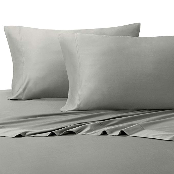 Wholesalebeddings 100% Bamboo Bed Sheet Set - Split California King, Solid Grey - Super Soft & Cool, Bamboo Viscose, 5PC Sheets