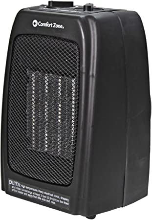 Comfort Zone CZ442E Personal Ceramic Heater - 1500W Portable Warmer for Small Room, Office, Bedroom, Desk - Energy-Saving Heating Unit with Adjustable Thermostat, Tip-Over Switch & Overheat Protection