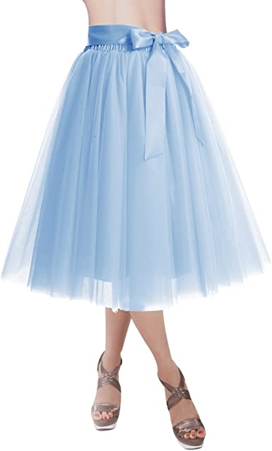 DRESSTELLS Knee Length Tulle Skirt Tutu Skirt Evening Party Gown Prom Formal Skirts