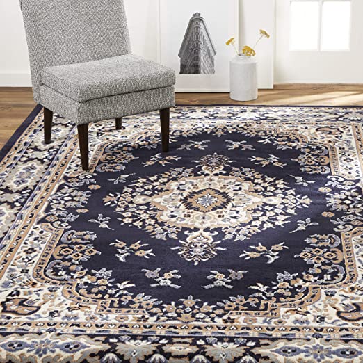 Home Dynamix Premium Sakarya Traditional Rectangle Area Rug - Navy Blue (3'7" x 5'2")