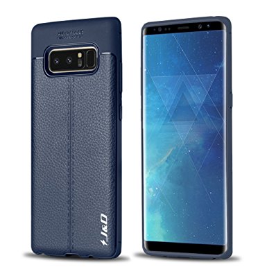 Galaxy Note 8 Case, J&D [Lightweight Bumper] [Anti-Scratch] [Leather Texture Pattern] Shock Resistant Protective Rubber Silicone TPU Slim Case for Samsung Galaxy Note 8 - Blue