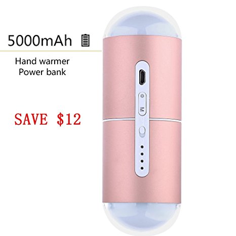 Lucky Capsule Hand Warmer, BMK 5000mAh battery Mini USB Rechargeable Warm Baby Cute Creative Portable Mobile Power Bank Hand Warmers For iphone/Sumsung/Sony/Google/LG(Pink)
