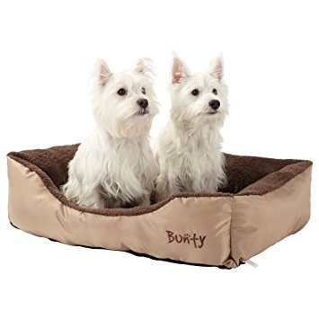 Bunty Deluxe Soft Washable Dog Pet Warm Basket Bed Cushion with Fleece Lining - Cream Large