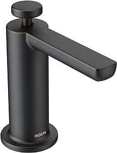 Moen S3947BL Modern Deck Mounted Kitchen Soap Dispenser with Above the Sink Refillable Bottle, Matte Black