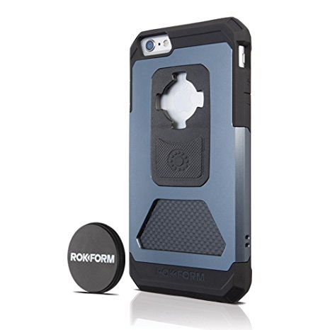 Rokform Fuzion Pro iPhone 6/6s PLUS Aluminum & Carbon Fiber Protective Phone Case includes universal magnetic car mount and Patented twist lock. Made in USA (Gun Metal Anodized)