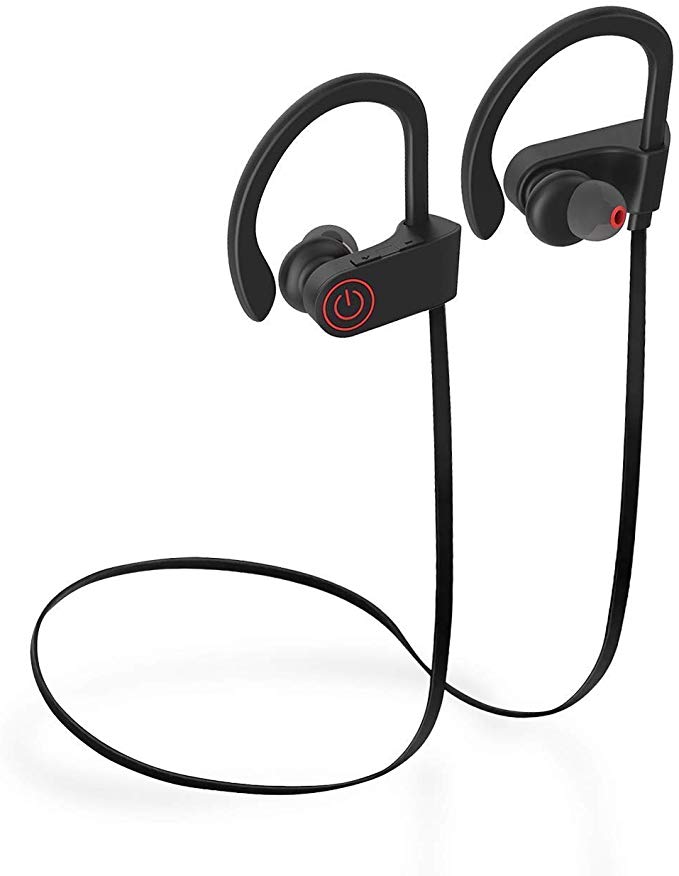 Newest Bluetooth Headphones Best Mic Wireless Sport Earphones HiFi Bass Stereo IPX7 Waterproof in-Ear Earbuds Headset with Noise Canceling for Workout Running Gym 7 Hours Playing Time