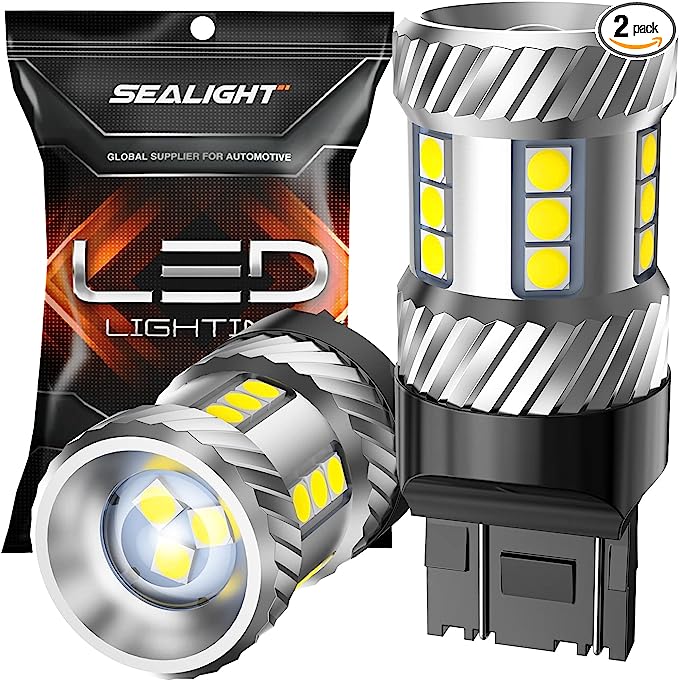 [2023 New Upgrade] SEALIGHT 7440 7443 LED Bulbs, 6000K Xenon White Super Bright 1800LM for 7441 992 T20 W21W 7444 LED Replacement Bulbs for Backup Reverse Light and Tail Brake Parking Light, Pack of 2