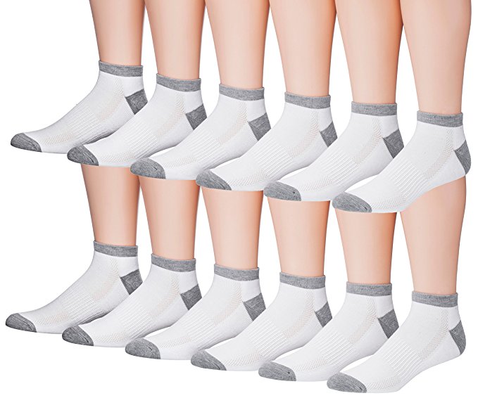 James Fiallo Men's 12-Pairs Low Cut Athletic Sport Peformance Socks