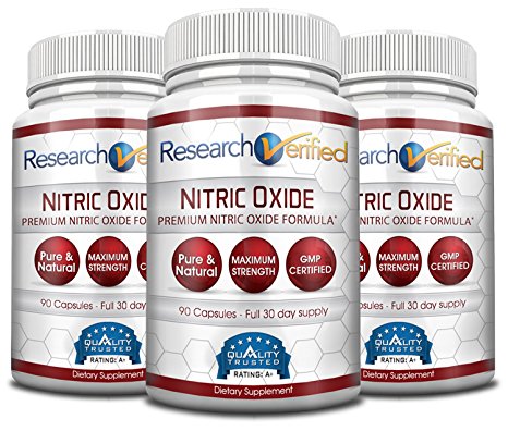 Research Verified Nitric Oxide - The Best Nitric Oxide Booster Supplement on market - with L-Arginine and L-Citrulline for the ultimate nitric oxide boost. 100% money-back guarantee! 3 Months Supply