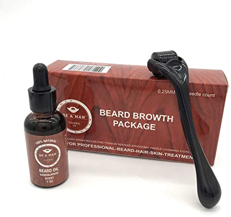 Leoie Beard Growth Serum Oil Micro Needle Roller 0.25mm Beard Hair Growth Kit for Men