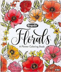 Crayola Flower Coloring Book, 40 Premium Adult Coloring Pages, Gift, Multi