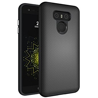 LG G6 Case, Dretal [Shock Absorption] Ultra-thin Anti-slip Armor Silicone Rubber Heavy Duty Hybrid Protective Cover For LG G6 (Black)
