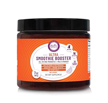 Nature’s Instincts Ultra Smoothie Booster Powder | All-in-One Daily Supplement with 20 Multivitamins & Multiminerals   Spore Probiotics | No Soy, Dairy, Gluten or GMOs | Probiotic Smoothie Mix, 7oz