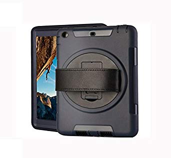 VONOTO 360 Degree Rotation Leather iPad air 2 Case Water resist, Dirt and Shock Proof With Stand and hand Strap Grip for iPad air 2